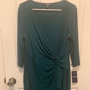 WOMEN'S FLATTERING FANCY DRESS.  GREEN.  PXL. NEW W/TAG. CHAPS.